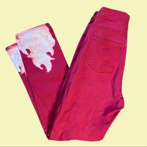Vintage Red custom bleached flame jeans 🔥